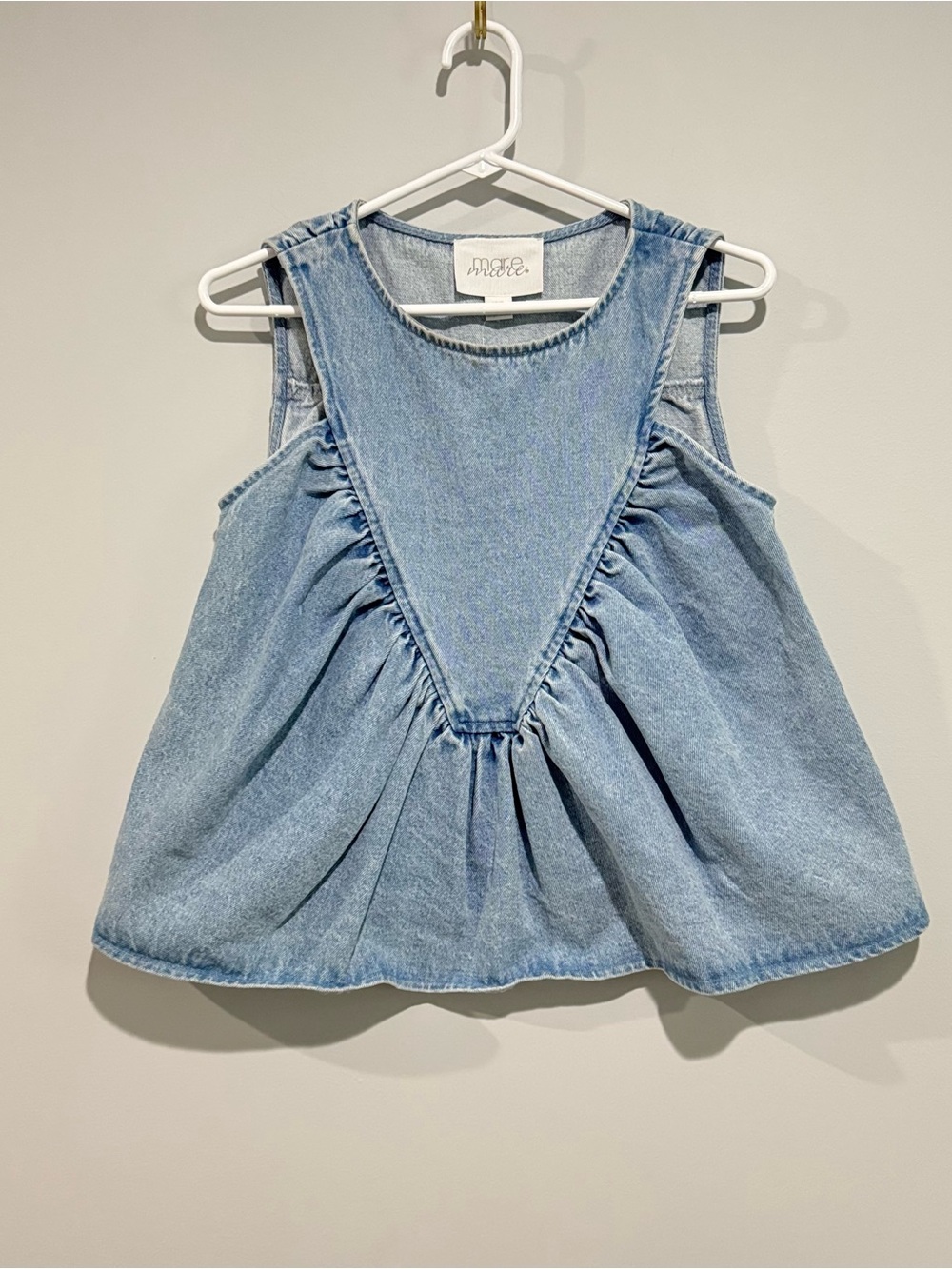 NWT Anthropologie Light Wash Denim Sleeveless Peplum Top XXS